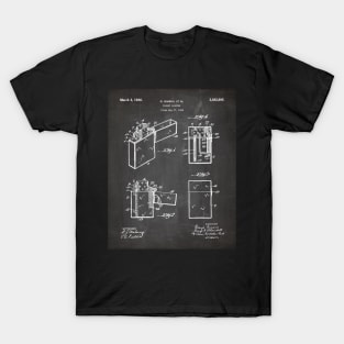 Zippo Lighter Patent - Smoking Smoker Smoke Vape Shop Art - Black Chalkboard T-Shirt